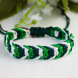 Bratara macramé impletita in trei culori - verde inchis/verde/alb, , , ARTYNOS