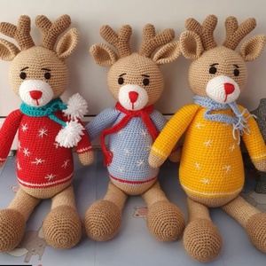 Reni crosetati , Jucarii si echipamente pentru copii, Plusuri, Personaje de basm din plus, Crosetat, Cusatura, ● Materiale folosite: fir de bumbac, melana speciala pentru umplutura 
●Dimensiuni: aprox. 35 cm
●D..., ARTYNOS