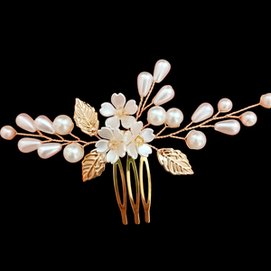 Pieptan par mireasă, ivory cu auriu, Accesorii nuntă, Ornamente de păr de nuntă, Accesorii păr nuntă, , ARTYNOS