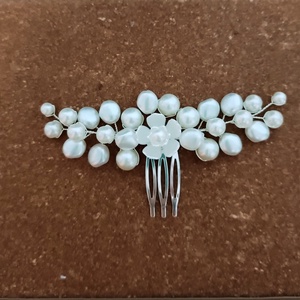 Pieptăn mireasă, perle albe  - accesorii nuntă - ornamente de păr de nuntă - accesorii păr nuntă - Artynos.ro