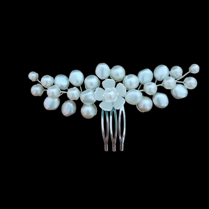 Pieptăn mireasă, perle albe  - accesorii nuntă - ornamente de păr de nuntă - accesorii păr nuntă - Artynos.ro