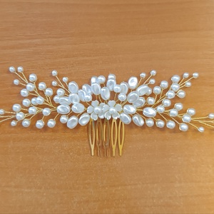 Pieptan par perle ivory sidefate - accesorii nuntă - ornamente de păr de nuntă - ornamente de păr mireasă - Artynos.ro