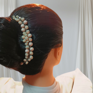 Pieptan par mărgele roz sidef - accesorii nuntă - ornamente de păr de nuntă - ornamente de păr mireasă - Artynos.ro