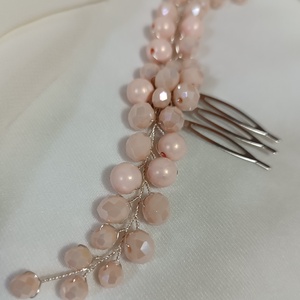 Pieptan par mărgele roz sidef - accesorii nuntă - ornamente de păr de nuntă - ornamente de păr mireasă - Artynos.ro