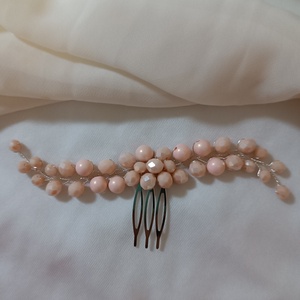 Pieptan par mărgele roz sidef - accesorii nuntă - ornamente de păr de nuntă - ornamente de păr mireasă - Artynos.ro