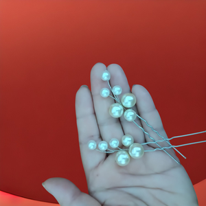 Ace par perle sidefate, set 2 bucati - accesorii nuntă - ornamente de păr de nuntă - accesorii păr nuntă - Artynos.ro