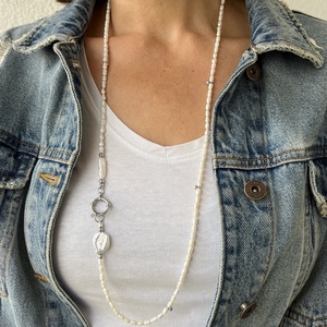 Colier din perle naturale lung 86 cm - bijuterii - coliere - coliere de perle - Artynos.ro