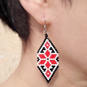 Cercei motive traditionale, Bijuterii, Cercei, Cercei din margele, Cusatura, ARTYNOS