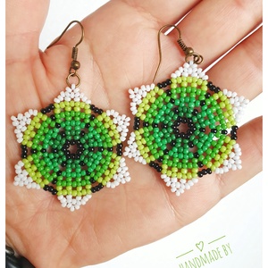 Cercei Floare lucrati manual cu margele , Bijuterii, Cercei, Cercei din margele, Cusatura, ARTYNOS