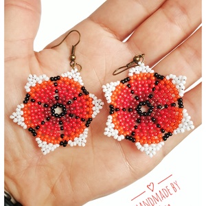 Cercei Floare lucrați manual cu mărgele  - bijuterii - cercei - cercei din mărgele - Artynos.ro