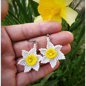 Cercei Narcisa, Bijuterii, Cercei, Cercei din margele, Cusatura, ARTYNOS