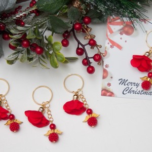 Breloc, geantă ornament Crăciun - Red floare ciucure înger aur -  - Artynos.ro