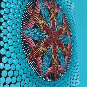 Mare de flori turcoaz (culori metalice) - mandala punctată -  - Artynos.ro