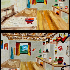Bucătărie țărănească-Pictură unicat de S. Andrei (Noktys) - arte vizuale și accesorii  - picturi - pictură în ulei - Artynos.ro