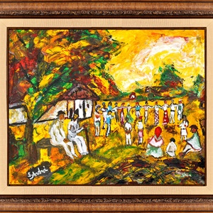 Hora în sat-O pictură unicat de S. Andrei (Noktys) - arte vizuale și accesorii  - picturi - pictură în ulei - Artynos.ro