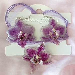 Set din mini Orhidee Phalaenopsis , Bijuterii, Cercei, Cercei din rasina, Confectionarea bijuteriilor, ARTYNOS