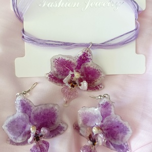 Set din mini Orhidee Phalaenopsis  - bijuterii - cercei - cercei din rășină - Artynos.ro