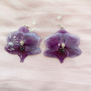 Cercei din mini Orhidee Phalaenopsis naturale  - Artynos.ro