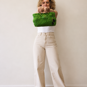 Geantă handmade verde lime cu mânere - genți și portofele - genți de mână și umăr - geantă casual - Artynos.ro