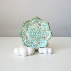 Farfurie decortivă Mandala turcoaz - bijuterii - suporturi și cutii de bijuterii - stand bijuterii - Artynos.ro