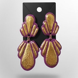 Cerceii Art Deco Mov si Aurii, Bijuterii, Cercei, Cercei din rasina, Confectionarea bijuteriilor, ARTYNOS