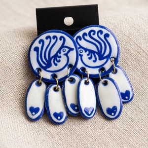 Cerceii Delft Pasare , Bijuterii, Cercei, Cercei din rasina, Confectionarea bijuteriilor, ARTYNOS