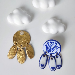 Cerceii Delft Pasăre  - bijuterii - cercei - cercei din rășină - Artynos.ro
