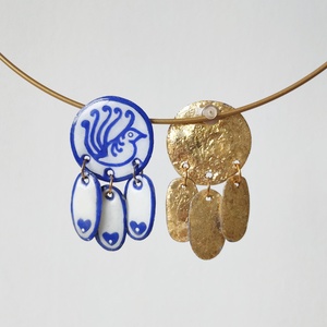 Cerceii Delft Pasăre  - bijuterii - cercei - cercei din rășină - Artynos.ro