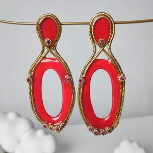 Cercei Red Extravaganza - bijuterii - cercei - cercei din rășină - Artynos.ro