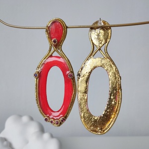 Cercei Red Extravaganza - bijuterii - cercei - cercei din rășină - Artynos.ro