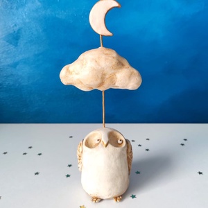 Figurina decorativa Bufnita Aurie , Casa & Stil de viata, Decoratiuni de casa, Decoratiuni de masa si rafturi, Decoratiuni de masa, Sculptura, Obiecte pictate, Figurina decorativa bufnita auriu antichizat cu textura satinata, potrivita pentru casa sau birou, ..., ARTYNOS