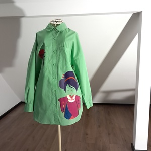 Camasa din bumbac pictata manual - îmbrăcăminte și modă - haine damă - bluze damă - Artynos.ro