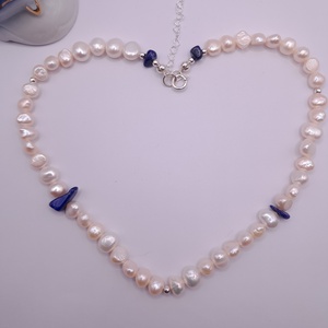 Colier perle si Lapis Lazuli  - bijuterii - coliere - coliere de perle - Artynos.ro