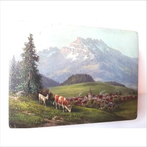 Cutie mică din lemn pictată cu un peisaj frumos - bijuterii - suporturi și cutii de bijuterii - cutii de bijuterii - Artynos.ro