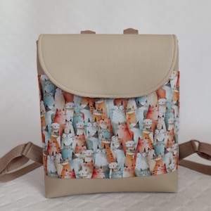 Rucsac/rucsac pentru femei Cheerful kitten bej, Geanta si husa, Genti de umar si genti de mana, Ranita, Cusatura, ARTYNOS