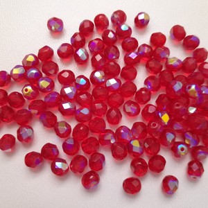 Margele cehe fatetate din sticla - 6mm - 40 buc / pachet - rosu, , , ARTYNOS