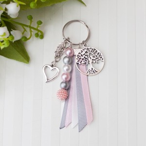 Breloc, decoratiune pentru geanta - Copacul vietii gri/roz, , , ARTYNOS