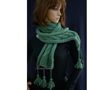 CSINGILINGI - eșarfă tricotată manual din alpaca / verde - îmbrăcăminte și modă - eșarfe, pălării, fularuri - eșarfe - Artynos.ro