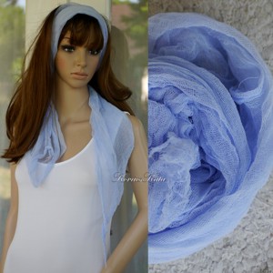 MULL-KENDŐ / albastru cer - esarfa din tifon batut, Imbracaminte si moda, Esarfe, palarii, fularuri, Esarfe, Obiecte pictate, ARTYNOS