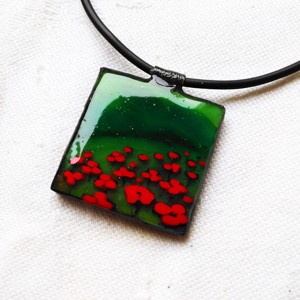 Poppy câmp pandantiv pictat manual tiffany -  - Artynos.ro