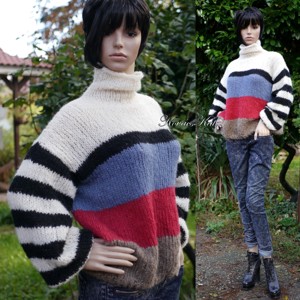 OP-ART ALPAKA PULSES - pulover exclusiv tricotat manual, Imbracaminte si moda, Haine dama, Hanorace, cardigane, Impletitura, ARTYNOS