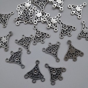 Baza metalica pentru cercei / pandantiv - 20x19mm - culoare argintiu antichizat - 8 bucati / pachet, , , ARTYNOS