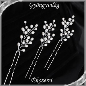 Bijuterii, ornamente de păr, catarame de păr: nuntă, mireasă, ornament de păr casual S-H-TŰ04e set alb (3db) -  - Artynos.ro