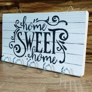 Dulce acasa stil de epoca breloc de perete, Casa & Stil de viata, Accesorii pentru decorat casa, Decoratiuni de pereti, decoratiuni suspendate, Suport pentru chei, Prelucrarea lemnului, ARTYNOS