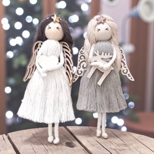 Înger cu stea - macramé ornament pom de Crăciun -  - Artynos.ro
