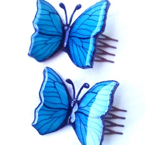 Cataramă de pieptene cu albastru Azure fleck 2 bucăți - îmbrăcăminte și modă - accesorii păr - clemă de păr și ac de păr - Artynos.ro