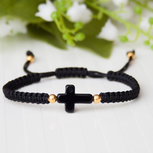 Bratara macramé impletita - Cross negru, , , ARTYNOS