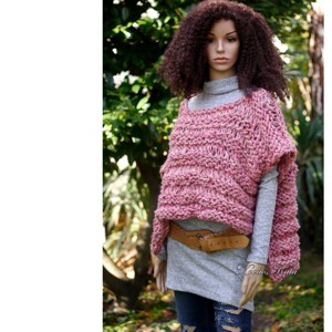 RUSTICA - vestă poncho grunge tricotată manual - îmbrăcăminte și modă - haine damă - hanorace, cardigane - Artynos.ro