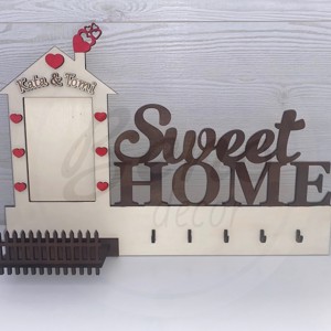 Breloc de perete Sweet Home personalizat - cu suport pentru fotografii și nume gravat -  - Artynos.ro