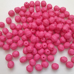 Margele cehe fatetate din sticla - 6mm - 40 buc / pachet - roz mat, , , ARTYNOS